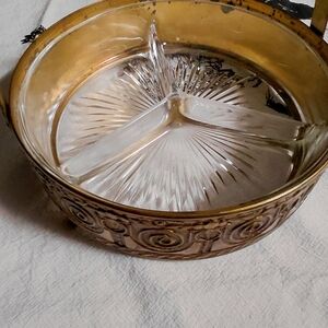 PNCW Antique Copper & Glass Candy Dish Or Trinket Dish